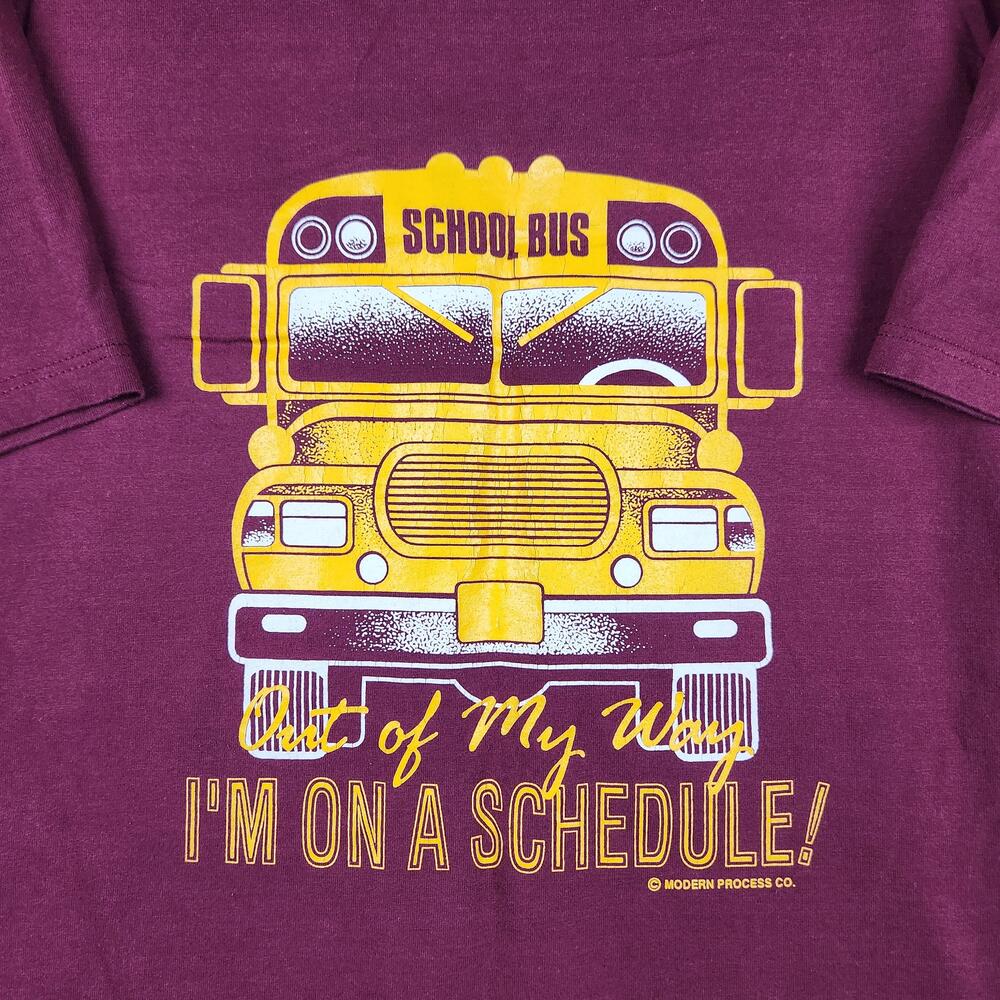 Vintage School Bus Shirt Mens Large Red Funny Graphic Driver 90s Joke Humor